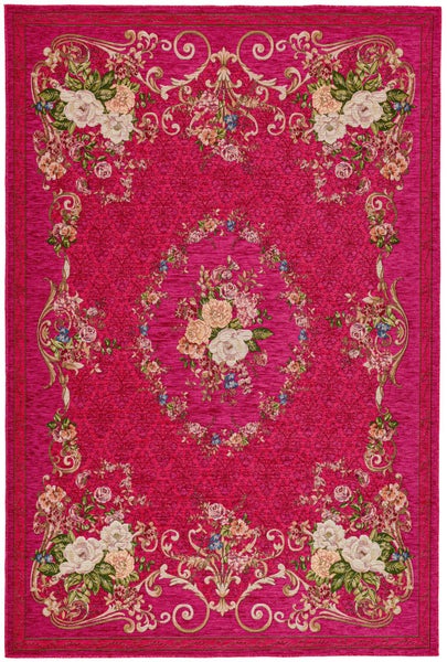 Gewebter Bordürenteppich im floralen Design Flomi Pink 60x90 cm