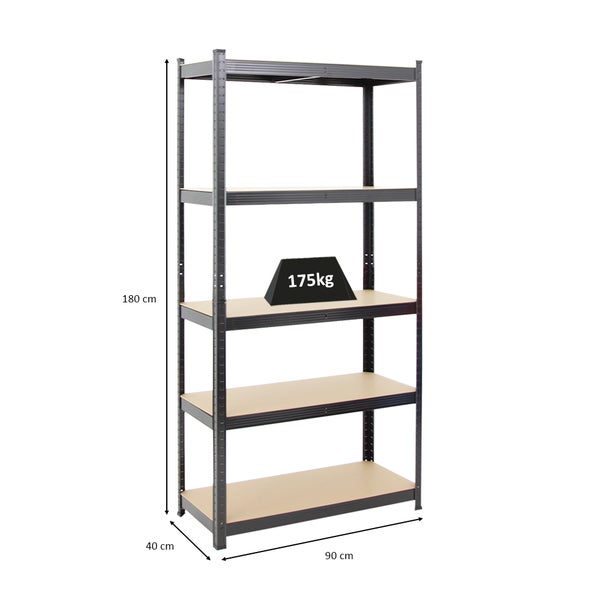 PROREGAL Schwerlastregal Ragnar HxBxT 180 x 90 x 40 cm Fachlast 175 kg Schwarz