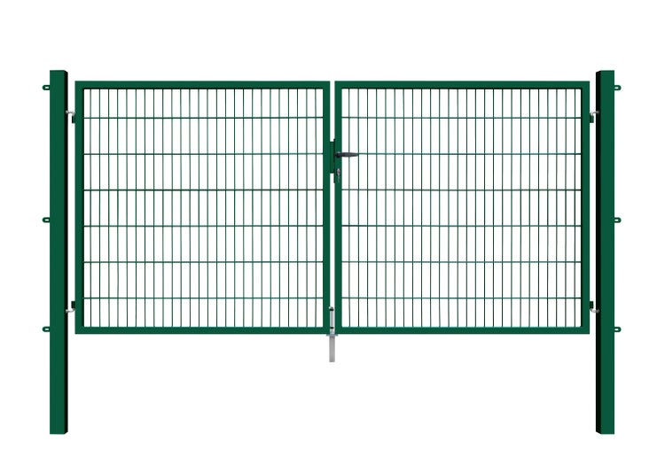 Doppeltor aus Metall mit Schloss für Gartenzäune