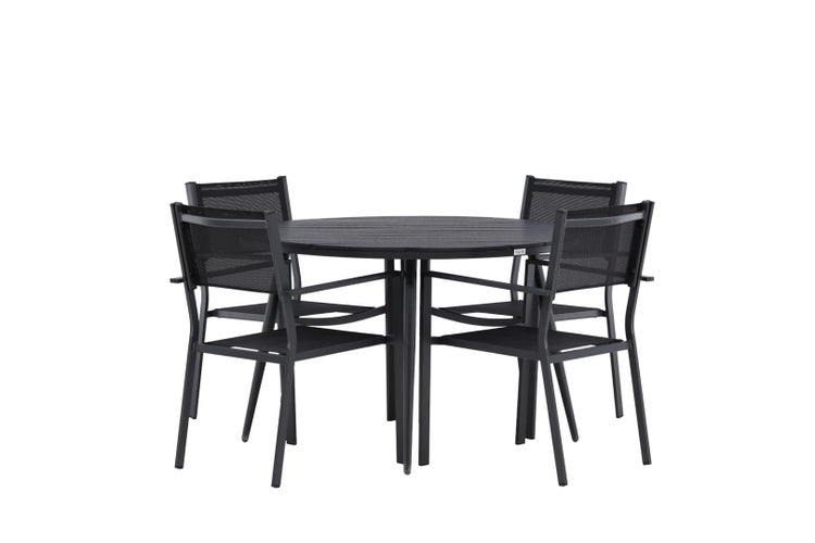 Break Gartenset Tisch 120x120cm, 4 Stühle Copacabana, schwarz,schwarz. 120 X 74 X 120 cm
