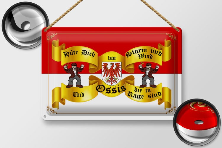 Blechschild Spruch 30x20cm hüte dich vor Sturm Wind Ossis Brandenburg