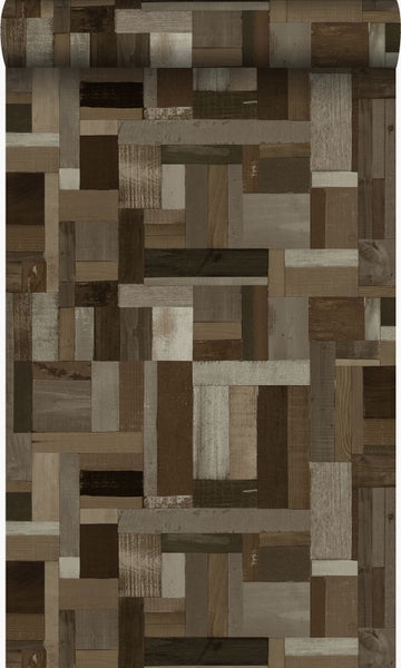 Origin Wallcoverings Tapete Altholz-Motiv Dunkelbraun - 53 cm x 10.05 m - 337221