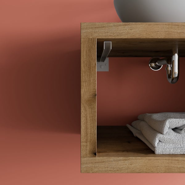 120 cm Waschtischunterschrank mit offenem Fach und 2 Aufsatzwaschbecken | Lagos