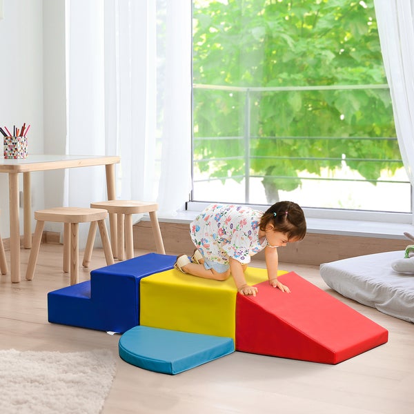 HOMCOM Schaumstoffbausteine, 45L x 45B x 25H cm, Kunstleder, EPE-Schaum, Blau
