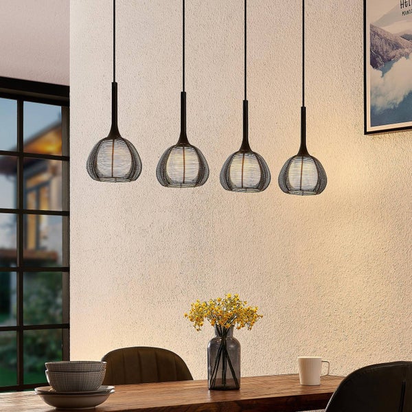 Lucande Pendelleuchte Tetira (Modern) in Schwarz aus Metall (4 flammig, E14) - Deckenlampe Esstischlampe Hängelampe Hängeleuchte Wohnzimmerleuchte