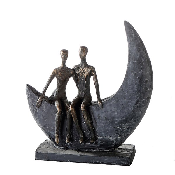 Skulptur GILDE Dekoration Höhe 23cm Breite 21cm bronzefarben, grau Kunstharz