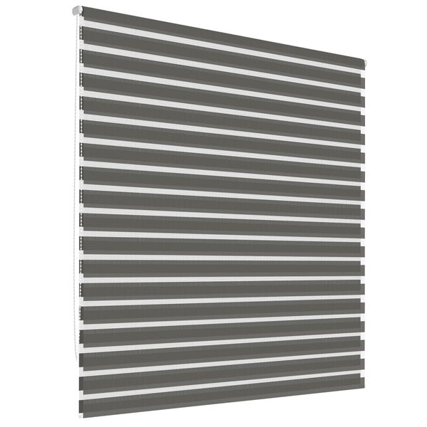 ECD Germany Doppelrollo Klemmfix ohne Bohren 55x150 cm Dunkelgrau, lichtdurchlässig und verdunkelnd, Duo Rollo für Fenster & Türen, Fensterrollo Seitenzugrollo Klemmrollo Sonnenschutzrollo Zebrarollo