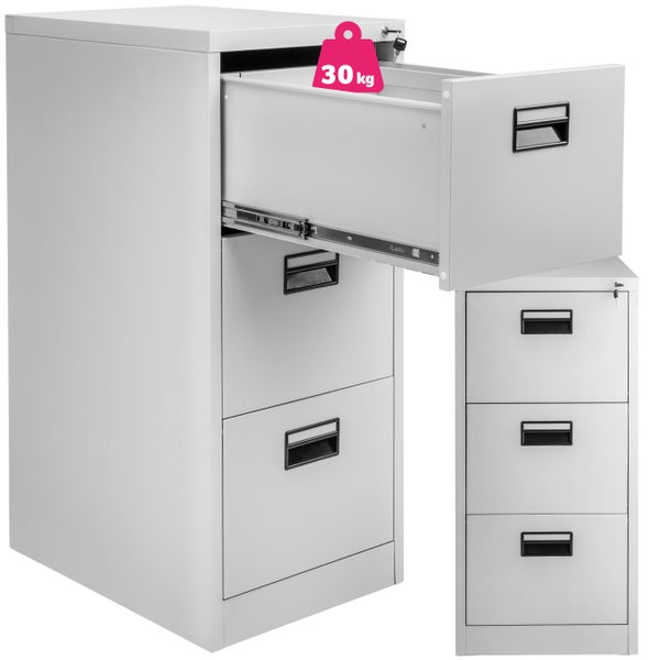 Aktenschrank tectake  62,4 x 46 x 102,8 cm aus pulverbeschichtetem Stahl grau