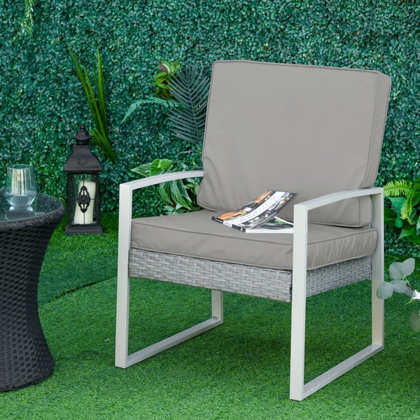 Outsunny 2er-Set Sitzkissen, 56 x 52 cm Stuhlkissen mit Reißverschluss, Stoffbezug, 7cm dick Polsterauflage, waschbar Sitzpolster für Haus, Garten, Auto, Büro, Sofa, Stühle, Hellgrau