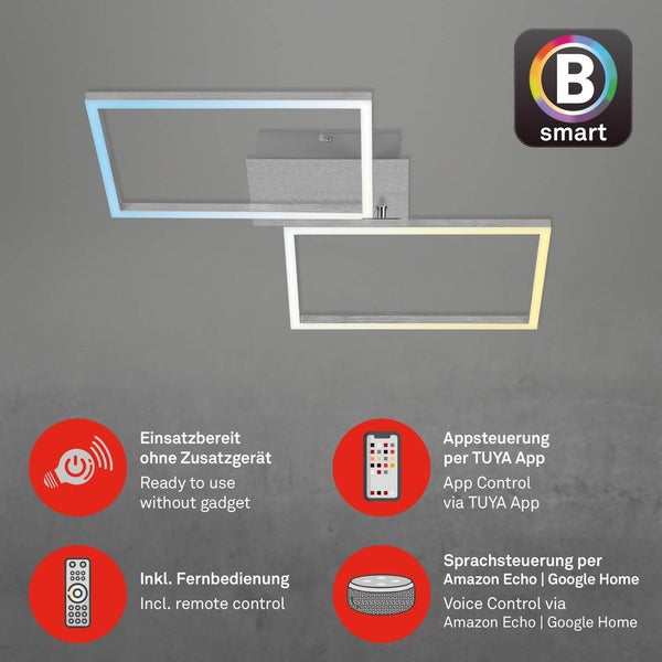 LED Deckenleuchte CCT WiFi Bluetooth App 30W alu Metall-Kunststoff Briloner