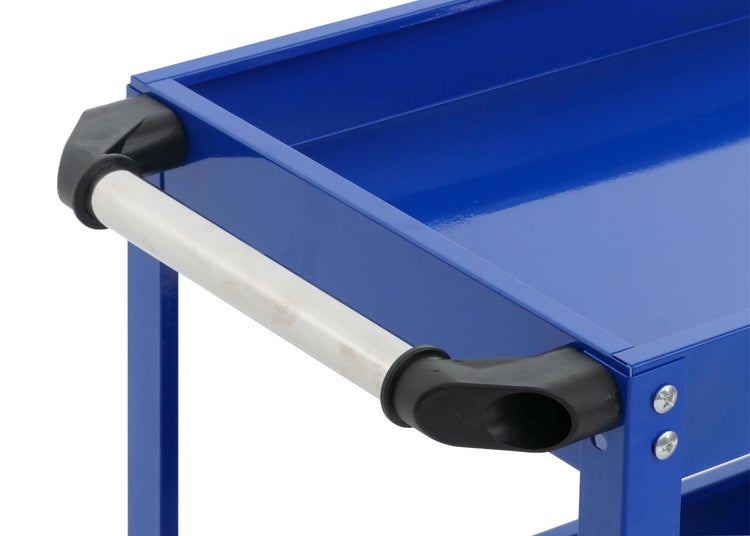 Detailansicht eines blauen Werkstattwagens mit Griff