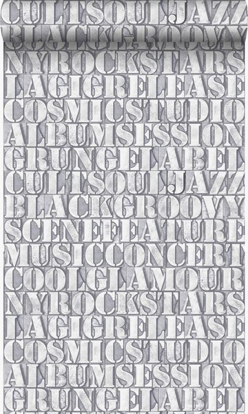 Origin Wallcoverings Tapete alte eiserne Druckbuchstaben Hellgrau - 53 cm x 10.05 m - 347594