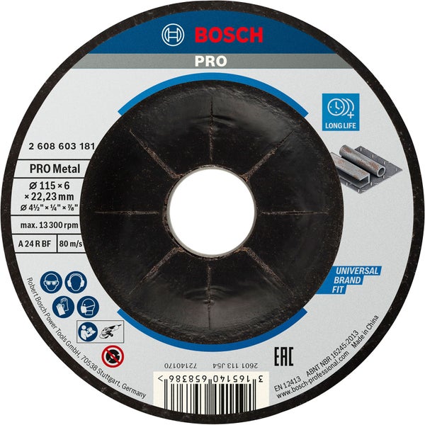 Bosch PRO Metal Schleifscheibe 115 x 6 x 22,23 mm - 2608603181