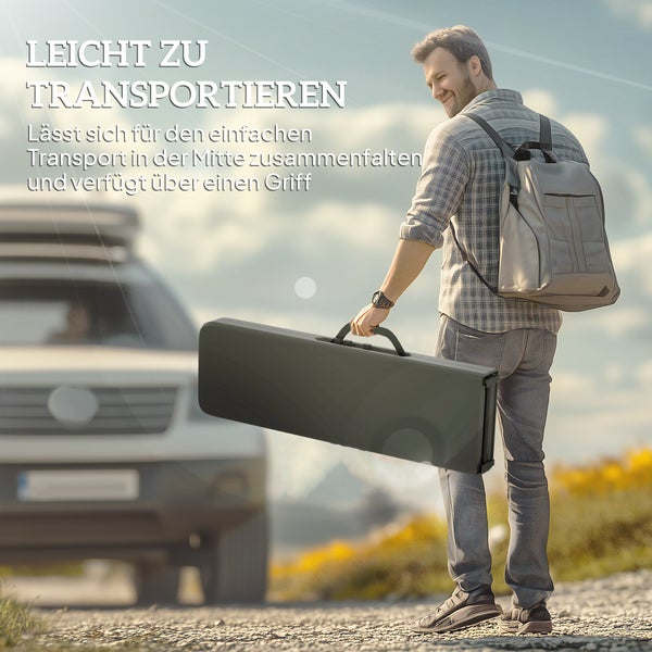 Outsunny 2er Set Bierzeltbank Klappbank 2 Personen 182cm klappbar Partybank mit Tragegriff, Metallbeine, wetterfest Campingbank für Indoor, Outdoor, Gartenbank bis 240 kg belastbar, Schwarz