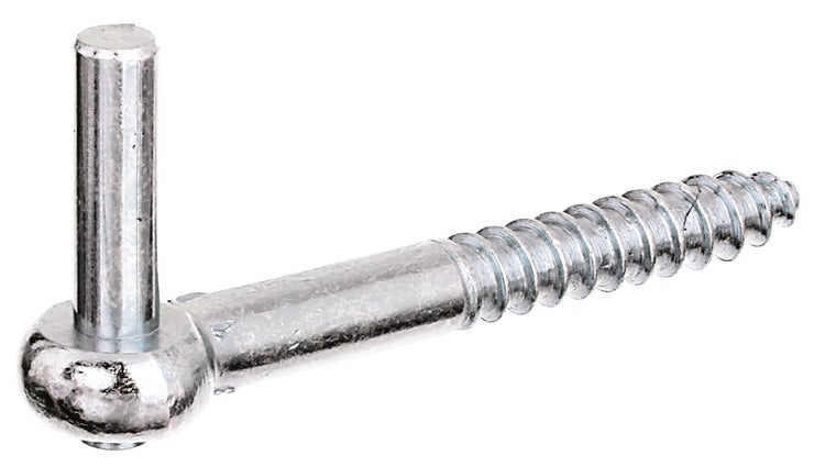 Ein Einschraub-Torgelenk aus Metall mit Gewinde für die Montage in Holz.