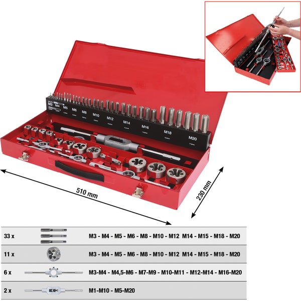 KS TOOLS HSS Co Gewindeschneidwerkzeug-Satz 54tlg. - 331.0754