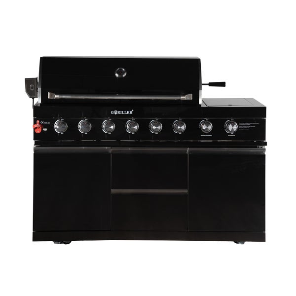 GORILLER® Outdoorküche GrillMaster MAX 147x58x90cm 6-Brenner + Seitenbrenner + Heckbrenner (inkl. Rotisserie und Innenraumbeleuchtung)