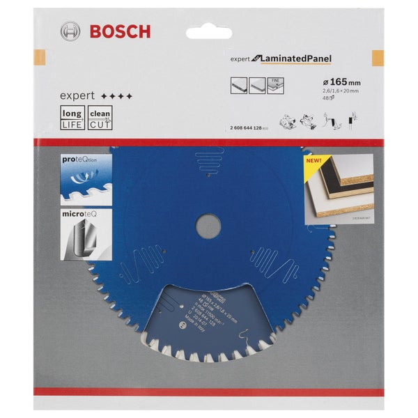 Bosch Kreissägeblatt Expert for Laminated Panel für Handkreissägen 165 x 20 x 2,6 mm 48 - 2608644128