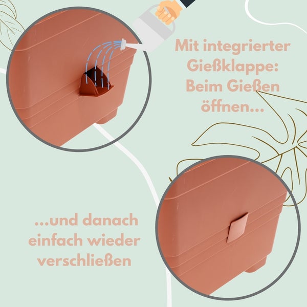Pflanzkübel Rechteckig Pflanzkübel Groß Außen Blumenkübel Outdoor Pflanztopf Pflanzkasten Blumentopf Wasserspeicher 40x40 cm anthrazit