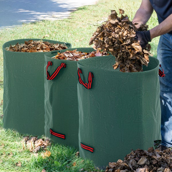Outsunny Gartensack 3x300L wasserdicht Gartenabfallsack mit Griffe, stabil Laubsack, selbststehend Gartensäcke mit UV Schutz, wiederverwendbare Gartenabfallsäcke für Gartenabfälle Grünschnitt