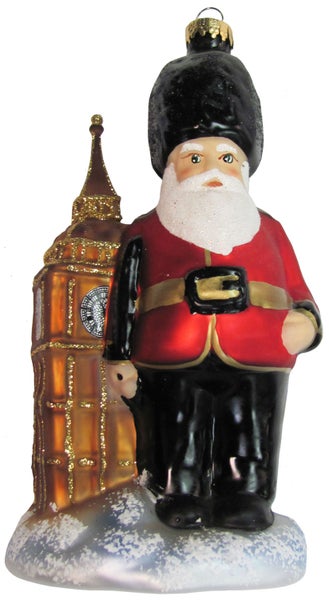 Multicolor 15cm Englischer Beefeater Santa, Glasornament, mundgeblasen und handdekoriert, 1 Stck., Weihnachtsbaumkugeln, Christbaumschmuck, Weihnachtsbaumanhänger