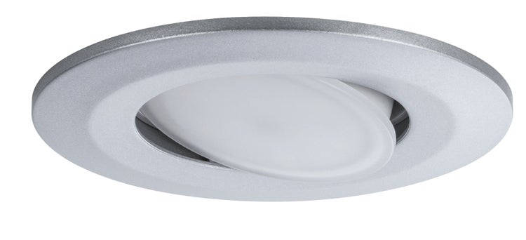 Runder LED Einbaustrahler aus Metall mit schwenkbarem Einsatz