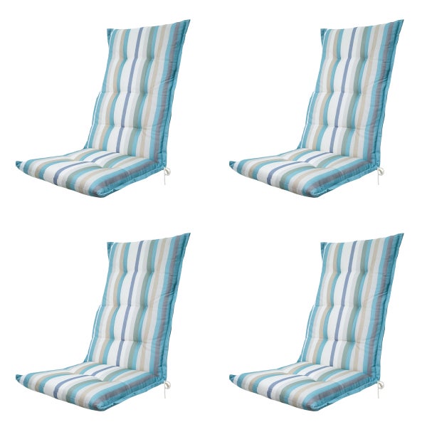 Hochlehnerauflage Hochlehner Righe azurblau - Ca. 123x50 cm - 4er-Set