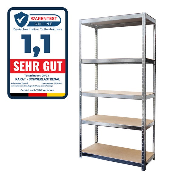 FLOORDIREKT Schwerlastregal - Universal einsetzbar - Verzinkt - 180 x 90 x 45 cm - Bis 1325 kg Traglast