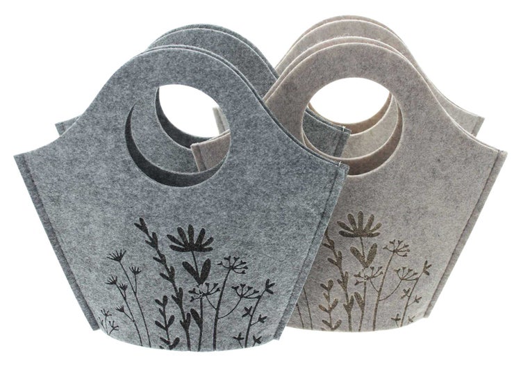 FRANK FLECHTWAREN | Filztasche Blumenwiese, 4er Set, FILZ AUS PET, 24 x 5 x 23 cm