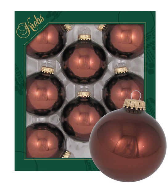 Mocca 7cm Glaskugeln uni, 8 Stck., Weihnachtsbaumkugeln, Christbaumschmuck, Weihnachtsbaumanhänger