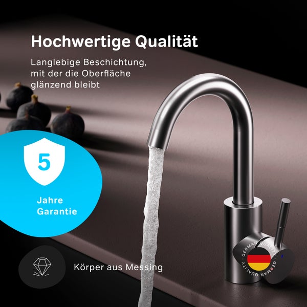 Wasserhahn aus Messing mit fünf Jahren Garantie und German Quality Siegel