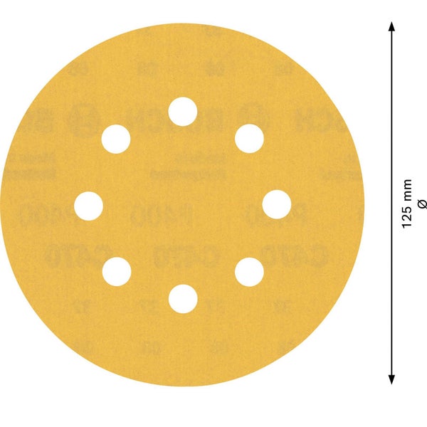 Bosch 5x Expert C470 Schleifpapier mit 8 Löchern für Exzenterschleifer 125 mm G 400 - 2608900811