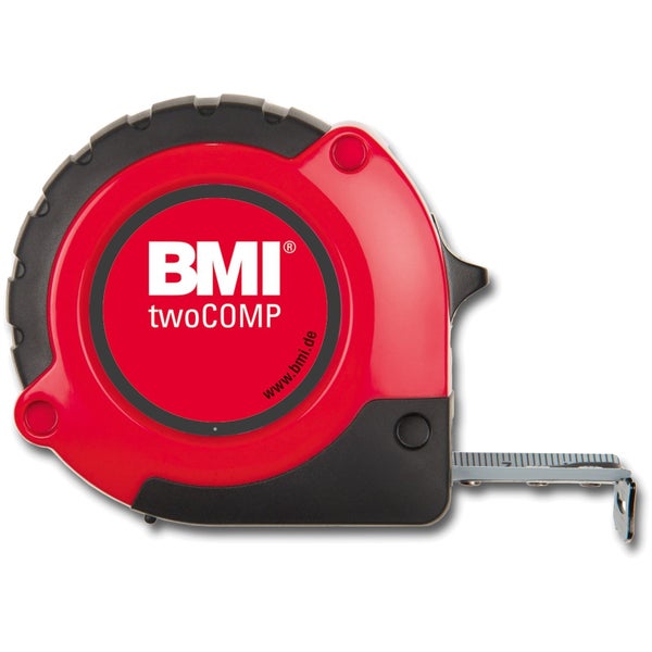 BMI twoCOMP Rollmaßband mit ergonomischem Kunststoffgehäuse und ausziehbarem Metallband.