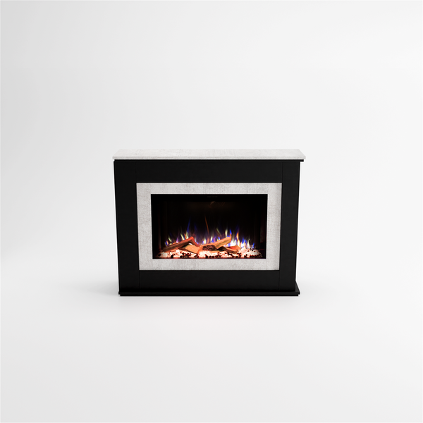 Glow Fire Elektrokamin 'PR6' | LED Standkamin in Weiss (Eiche) mit Heizung (1500 W) | HxBxT: 101x130x33 cm