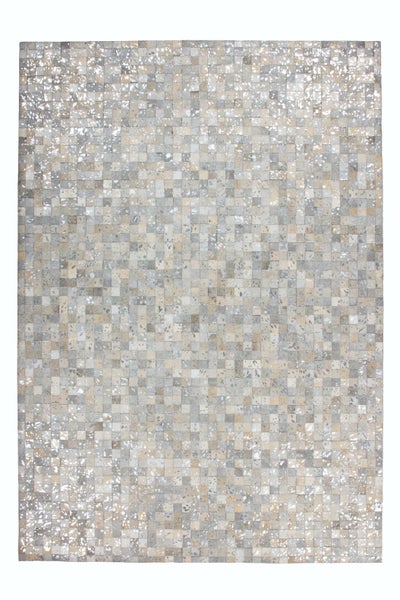 Flachflor Teppich Leonidas Grau / Silber Patchwork-Design 80 x 150 cm