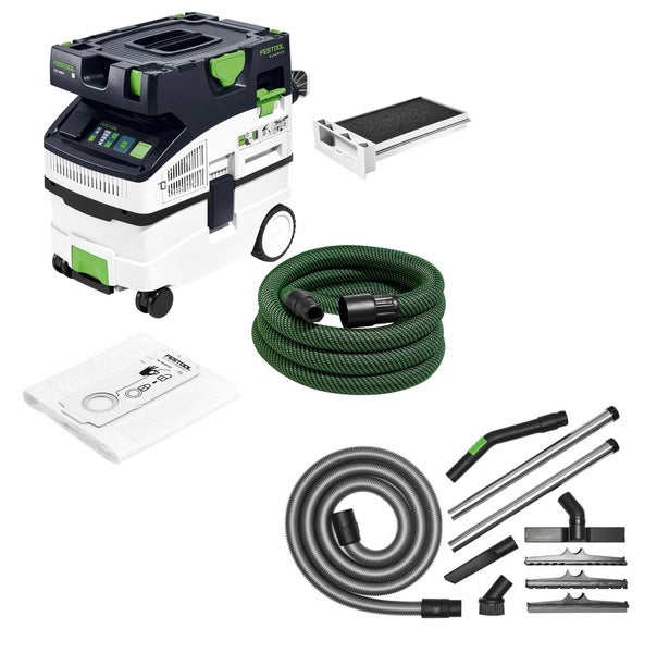 Festool CTM MIDI I CLEANTEC Absaugmobil ( 574822 ) Set mit 1x Nassfilter, 5x Filtersack und Bau Reinigungsset