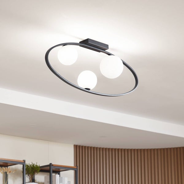 Lucande Deckenlampe Kulka (Modern) in Schwarz aus Metall (3 flammig, G9) - Deckenleuchte Lampe Wohnzimmerleuchte
