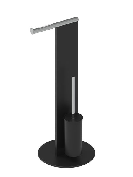 KEUCO Stand WC-Garnitur aus Metall schwarz/verchromt und Kunststoff schwarz 31,3 x 71,1 x 26 cm