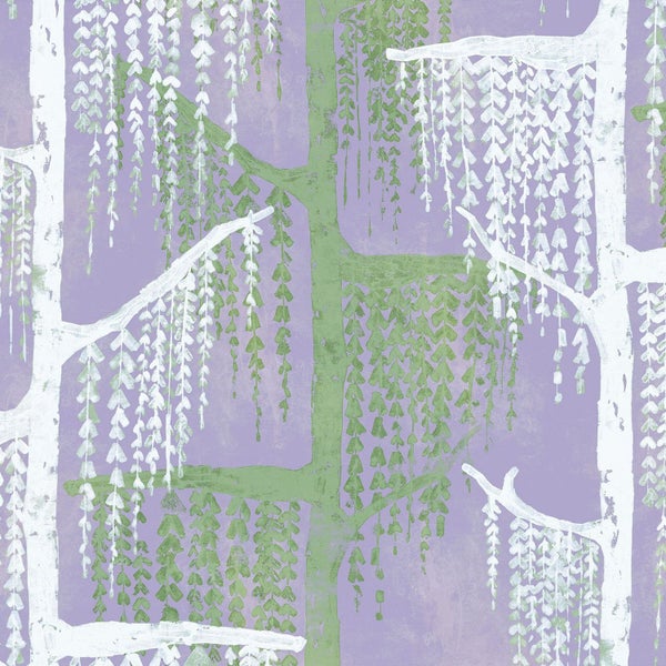 Tapetenmuster mit Bäumen und herabhängenden Blättern