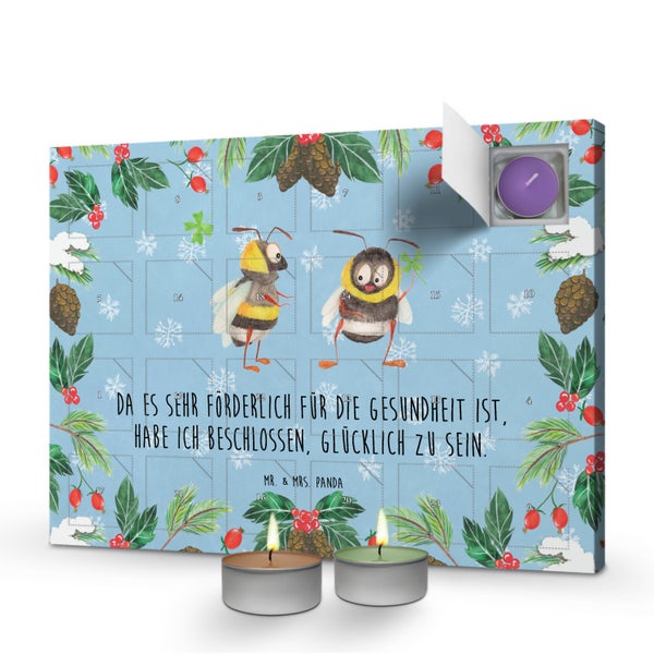 Mr. & Mrs. Panda Duftkerzen Adventskalender Hummeln Kleeblatt - Blau Pastell