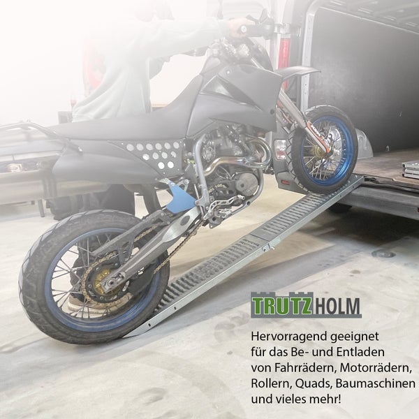 TRUTZHOLM 1 x Auffahrrampe klappbar 189cm Tragkraft 200 kg Stahl grau geriffelt Verladerampe Rampe