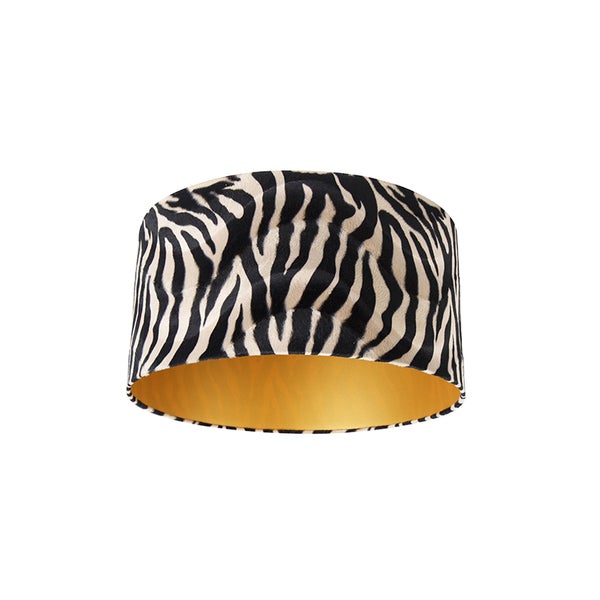 Velours Lampenschirm Zebra Design 50/50/25 Gold innen