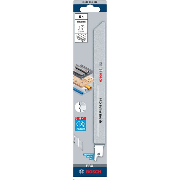 Bosch PRO Pallet Repair S1135VFR Blatt 1,25 x 19 x 225 mm 5-tlg. - 2608659008