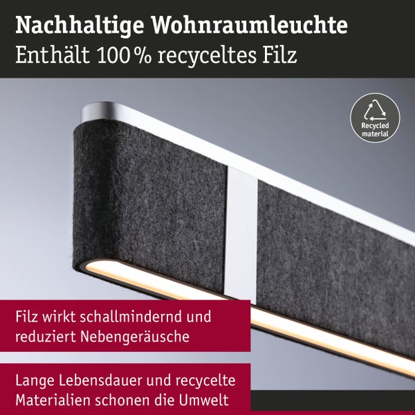 Nachhaltige Wohnraumleuchte aus einhundert Prozent recyceltem Filz mit schallmindernder Wirkung und langer Lebensdauer.