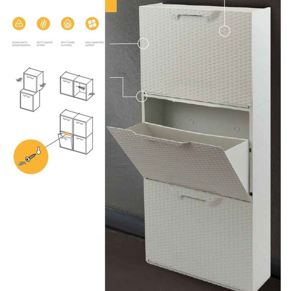 Schuhkipper Rattan Design weiß Erweiterbar Flur Schuh | HORNBACH