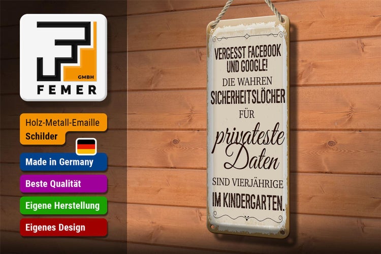 Blechschild Spruch Vergesst Facebook und Google 10x27cm Dekoration