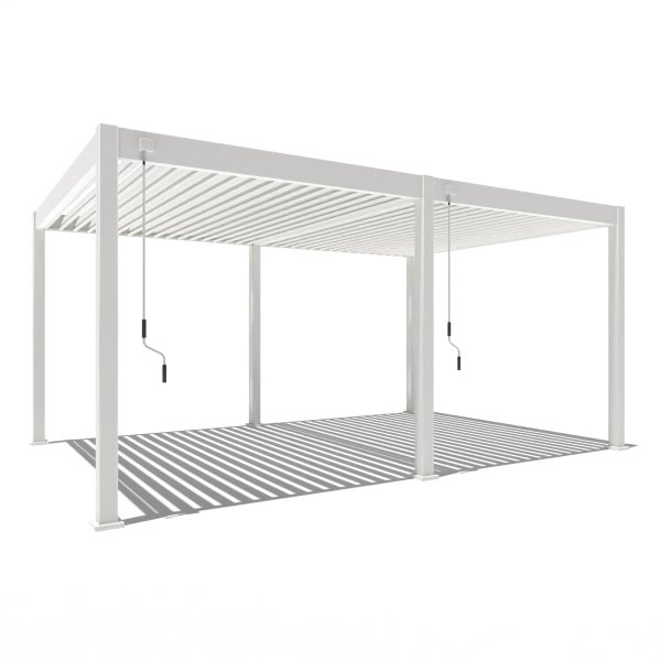 Weide Deluxe Pergola 3,6 x 5,3 M - Freistehend, Voll-Aluminium, Lamellendach, Weiß