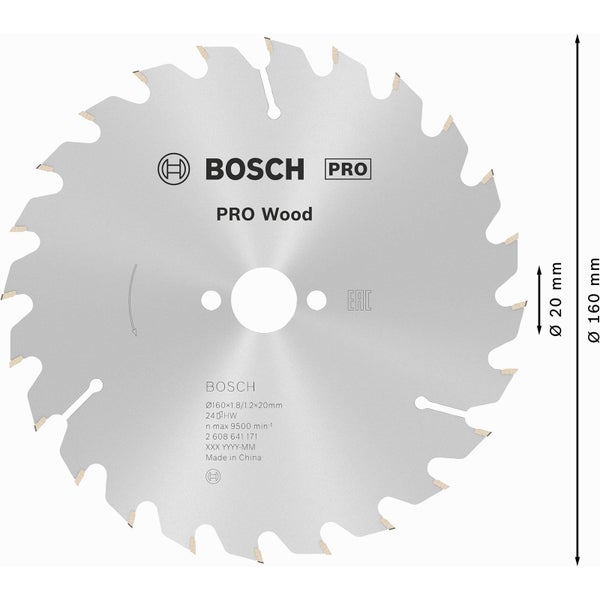 Bosch Logo Pro Holzsägeblatt, 160 Millimeter Durchmesser