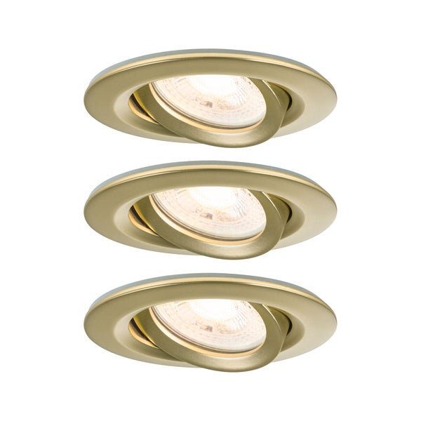 LED Einbauleuchte Nova Plus 3er-Set IP65 rund 93mm 30° GU10 3x6W 3x460lm 230V dimmbar 2700K Gold matt