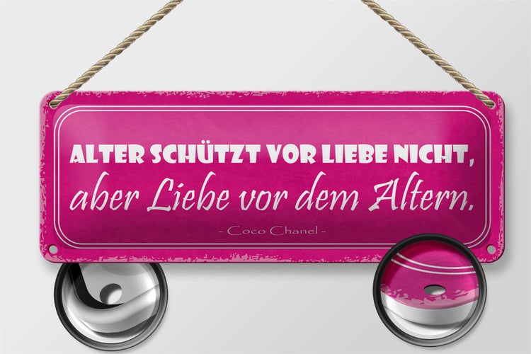 Blechschild Spruch 27x10cm Alter schützt vor Liebe nicht Dekoration